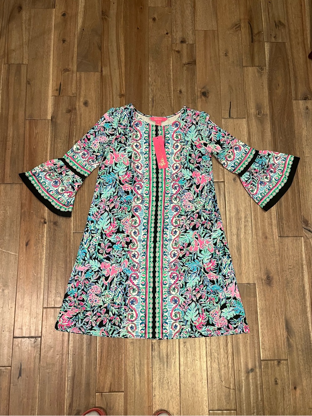 Lilly Pulitzer Ophelia Print Dress Onyx Lets Get Wild Engineered Knit XS NWT